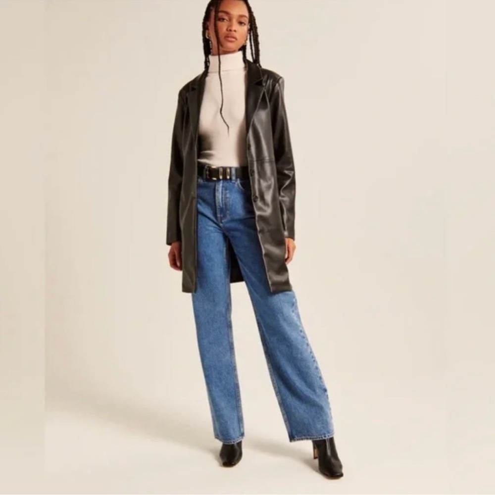 Abercrombie Long Vegan Leather Blazer - Size XS